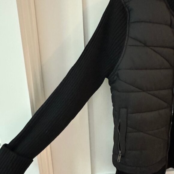 New Liverpool of Los Angeles Black Quilted/Sweater Zip Jacket, Small - Picture 5 of 8